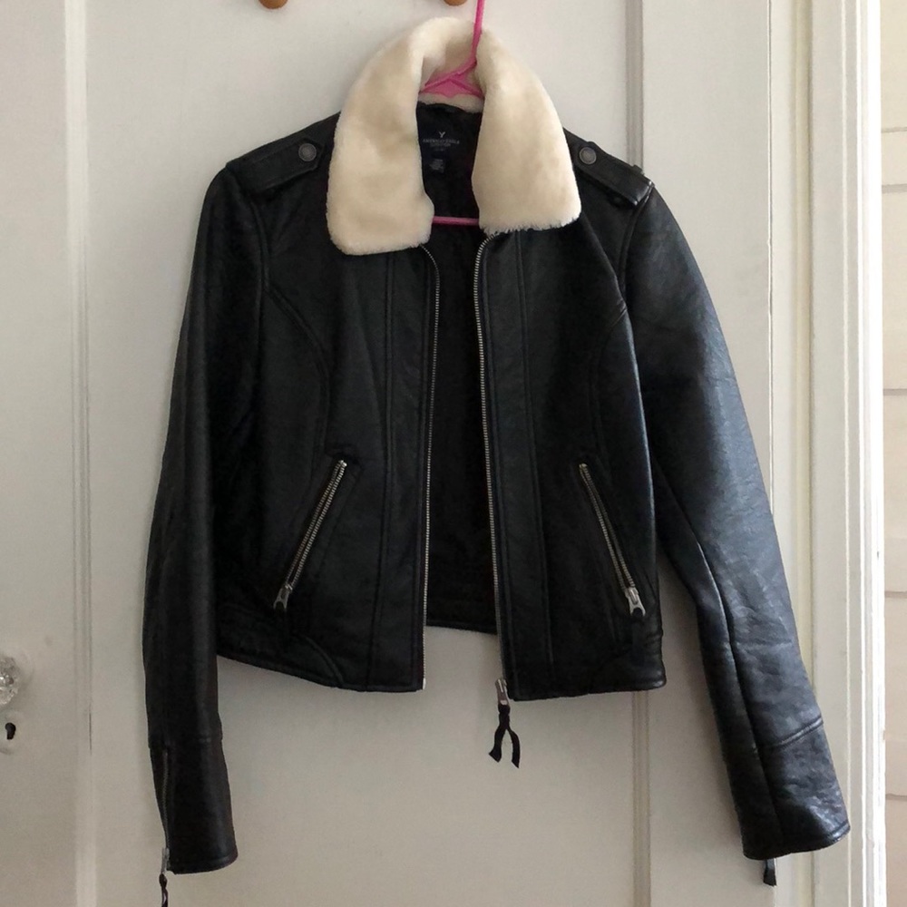 Pleather bomber coat